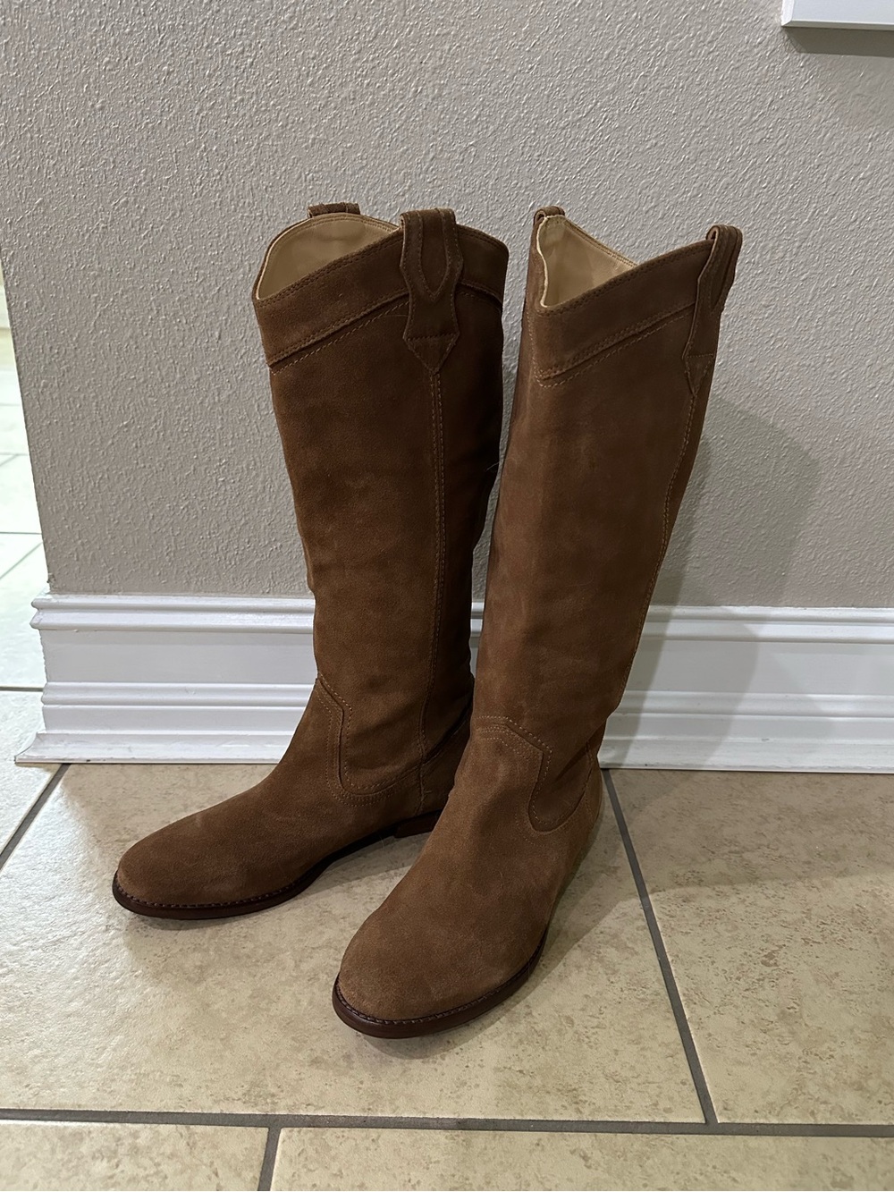 Frye Boots - Tall Suede Riding Boots - Brown